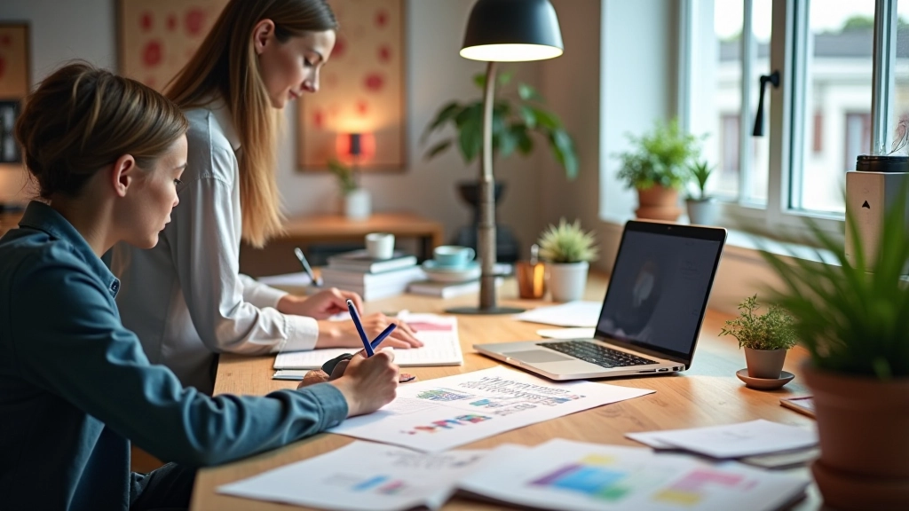 Designer workspace showing real-world design project with color and typography decisions documented