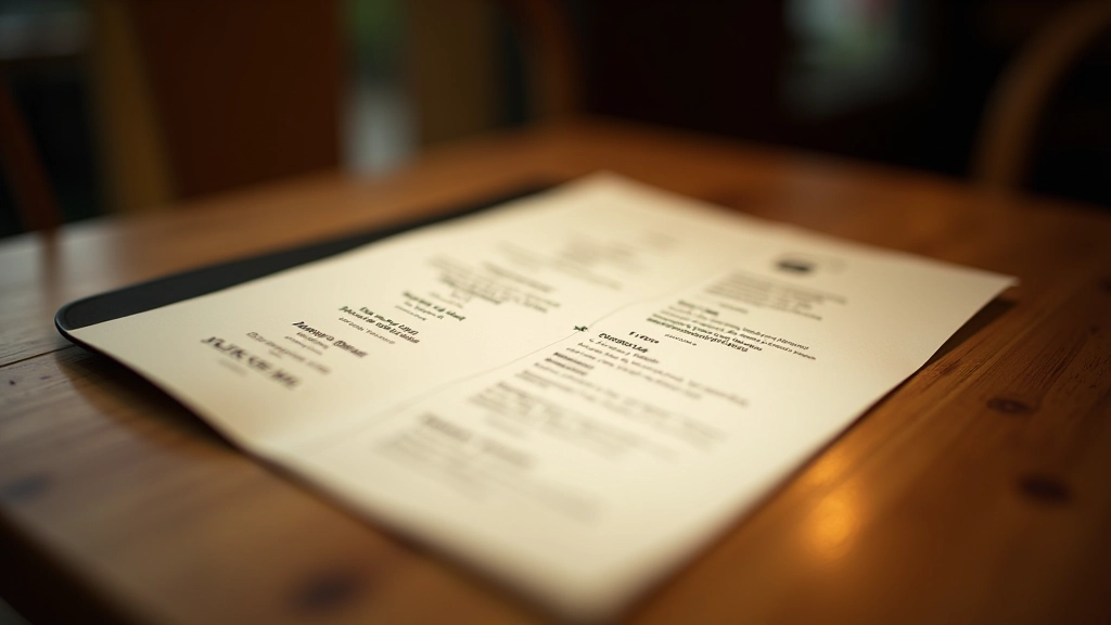 Restaurant menu design showing warm olive green and black color scheme with serif typography on cream paper