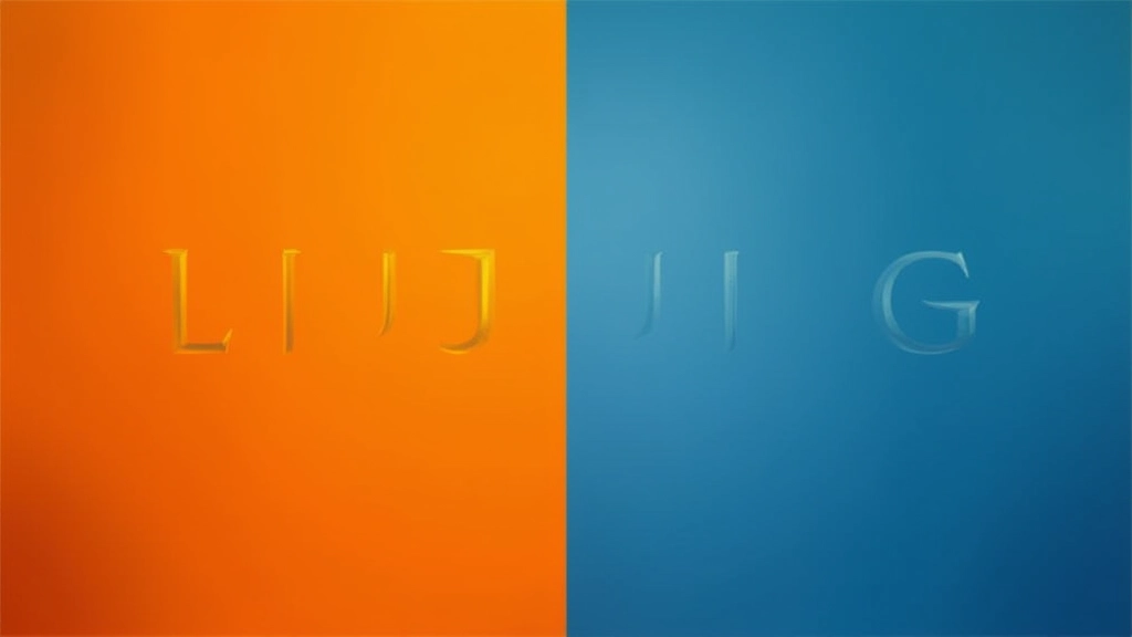 Split-screen comparison showing serif font with warm orange tones on left, sans-serif with cool blue tones on right, mood contrast visible